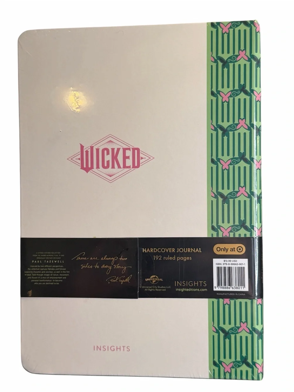 Wicked Hardcover Journal & Glinda Heart Enamel Pin NWT